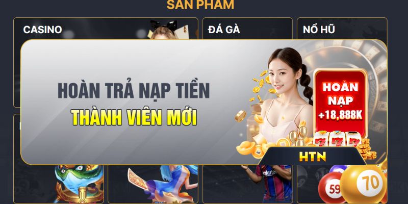 Hoàn trả tiền nạp thành viến mới khi tham gia khuyến mãi NEW88