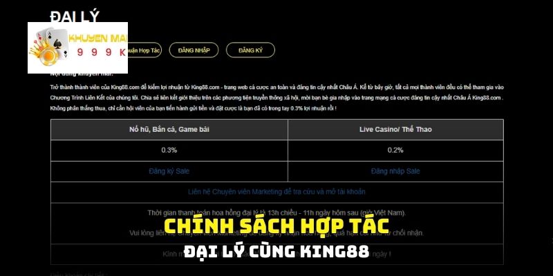 Chính sách hợp tác đại lý cùng King88