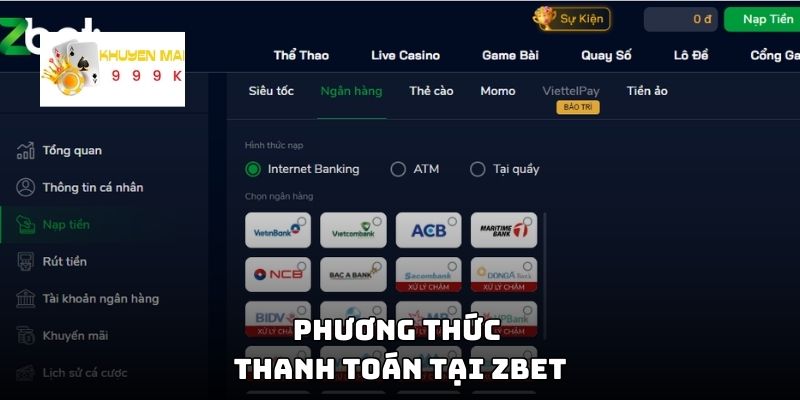 Phương thức thanh toán tại ZBET