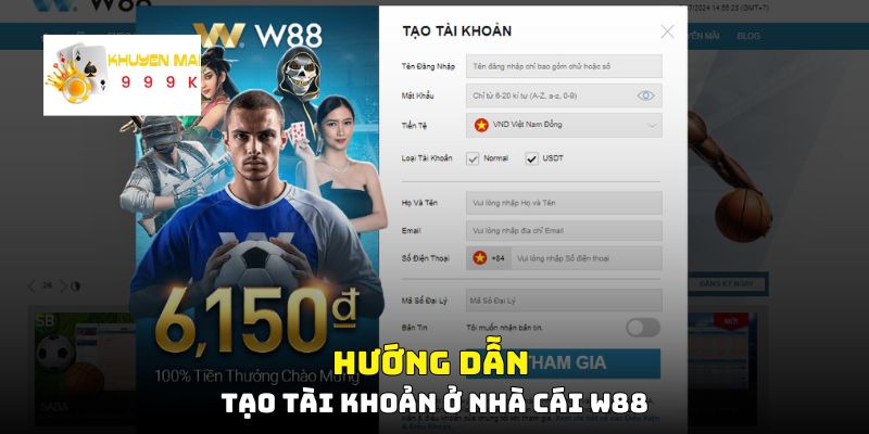 Hướng dẫn tạo tài khoản ở nhà cái W88